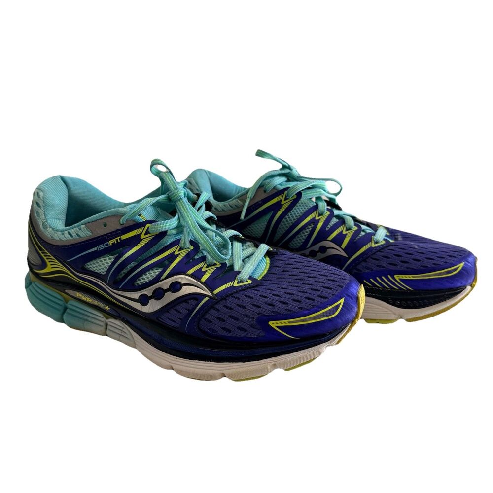 Saucony ISO Triumph Blue Teal Athletic Running Shoes Sneakers Womens Sz 9 - Picture 2 of 12